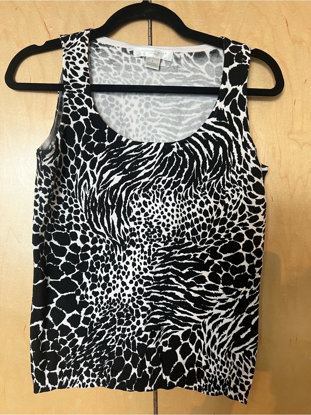 August Silk Black and White Animal Print Blouse